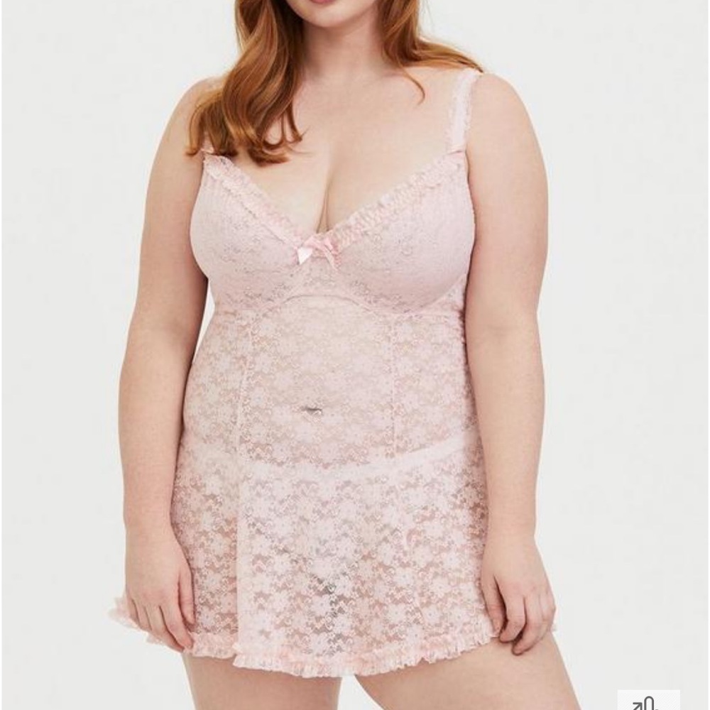 Torrid Pink Lace Underwire Babydoll Chemise